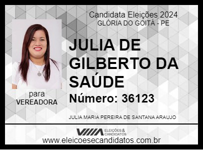 Candidato JULIA DE GILBERTO DA SAÚDE 2024 - GLÓRIA DO GOITÁ - Eleições