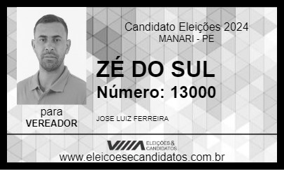 Candidato ZÉ DO SUL 2024 - MANARI - Eleições