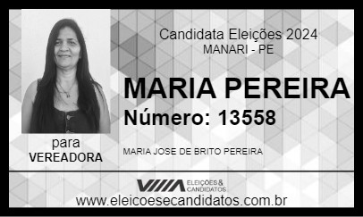 Candidato MARIA PEREIRA 2024 - MANARI - Eleições