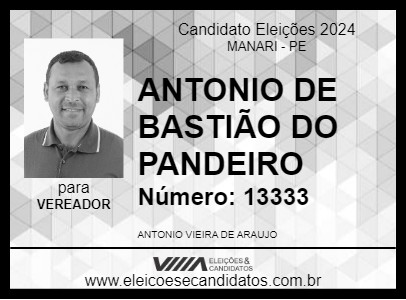 Candidato ANTONIO DE BASTIÃO DO PANDEIRO 2024 - MANARI - Eleições