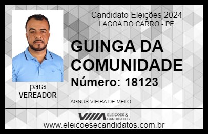 Candidato GUINGA DA COMUNIDADE 2024 - LAGOA DO CARRO - Eleições