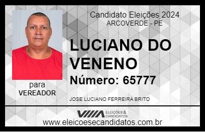 Candidato LUCIANO DO VENENO 2024 - ARCOVERDE - Eleições