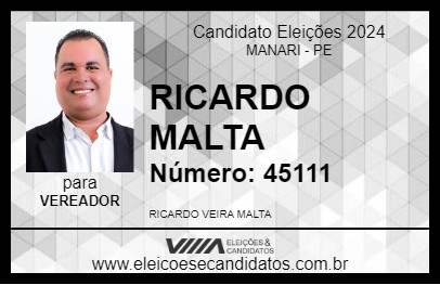 Candidato RICARDO MALTA 2024 - MANARI - Eleições