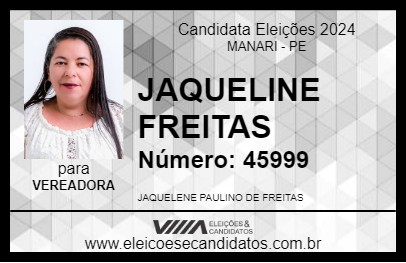 Candidato JAQUELINE FREITAS 2024 - MANARI - Eleições