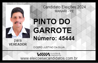 Candidato PINTO DO GARROTE 2024 - MANARI - Eleições