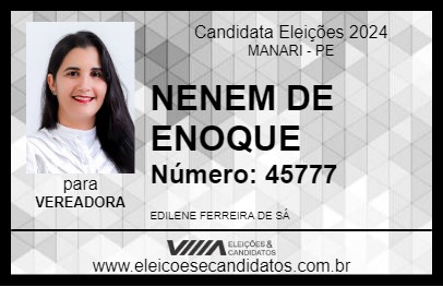 Candidato EDILENE FERREIRA 2024 - MANARI - Eleições