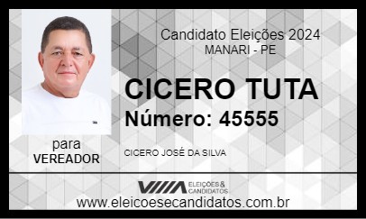 Candidato CICERO TUTA 2024 - MANARI - Eleições