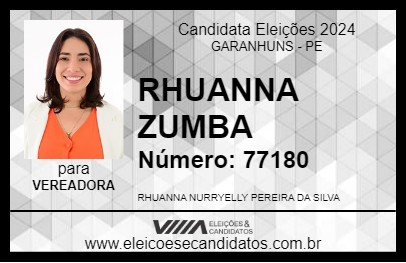 Candidato RHUANNA ZUMBA 2024 - GARANHUNS - Eleições