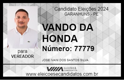 Candidato VANDO DA HONDA 2024 - GARANHUNS - Eleições