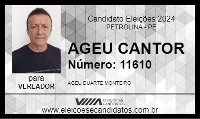 Candidato AGEU CANTOR 2024 - PETROLINA - Eleições