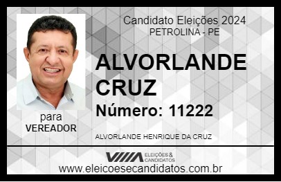 Candidato ALVORLANDE CRUZ  2024 - PETROLINA - Eleições