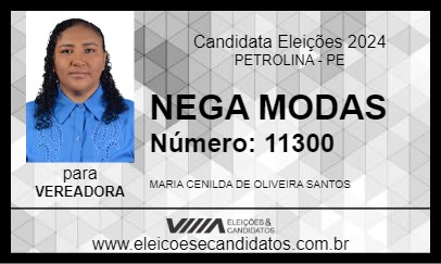 Candidato NEGA MODAS  2024 - PETROLINA - Eleições