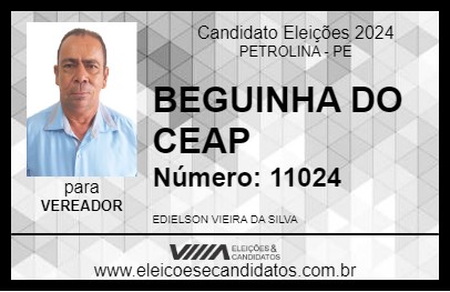 Candidato BEGUINHA DO CEAP 2024 - PETROLINA - Eleições