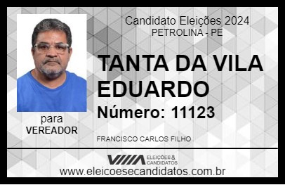 Candidato TANTA DA VILA EDUARDO  2024 - PETROLINA - Eleições