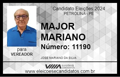 Candidato MAJOR MARIANO  2024 - PETROLINA - Eleições