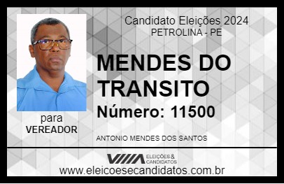 Candidato MENDES DO TRANSITO  2024 - PETROLINA - Eleições