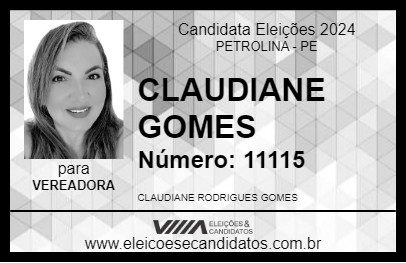 Candidato CLAUDIANE GOMES  2024 - PETROLINA - Eleições