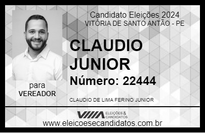 Candidato CLAUDIO JUNIOR 2024 - VITÓRIA DE SANTO ANTÃO - Eleições