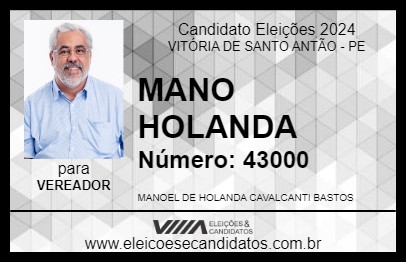 Candidato MANO HOLANDA 2024 - VITÓRIA DE SANTO ANTÃO - Eleições