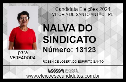 Candidato NALVA DO SINDICATO 2024 - VITÓRIA DE SANTO ANTÃO - Eleições