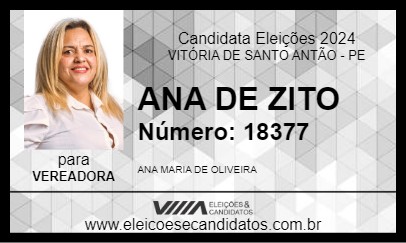 Candidato ANA DE ZITO 2024 - VITÓRIA DE SANTO ANTÃO - Eleições