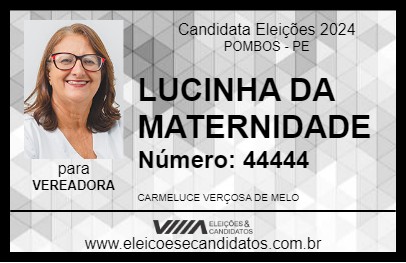 Candidato LUCINHA DA MATERNIDADE 2024 - POMBOS - Eleições