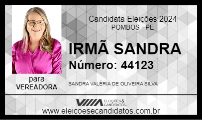 Candidato IRMÃ SANDRA 2024 - POMBOS - Eleições