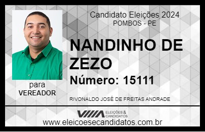 Candidato NANDINHO DE ZEZO 2024 - POMBOS - Eleições