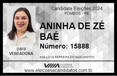 Candidato ANINHA DE ZÉ BAÉ 2024 - POMBOS - Eleições