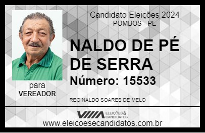 Candidato NALDO DE PÉ DE SERRA 2024 - POMBOS - Eleições