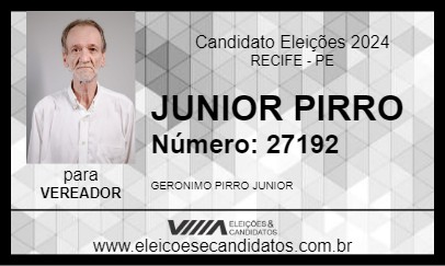 Candidato JUNIOR PIRRO 2024 - RECIFE - Eleições