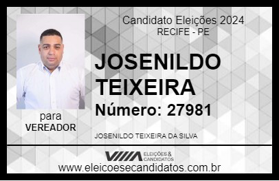 Candidato JOSENILDO TEIXEIRA 2024 - RECIFE - Eleições