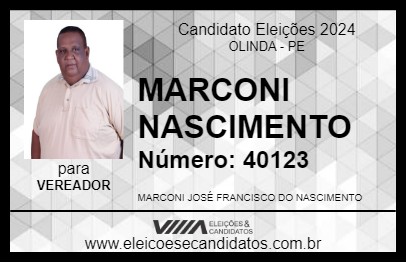 Candidato MARCONI NASCIMENTO 2024 - OLINDA - Eleições