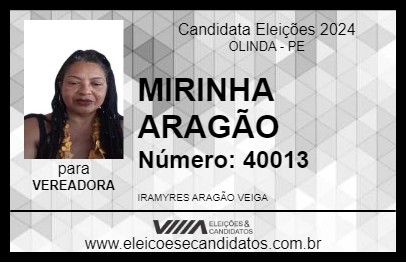 Candidato MIRINHA ARAGÃO 2024 - OLINDA - Eleições