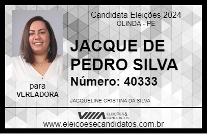 Candidato JACQUE DE PEDRO SILVA 2024 - OLINDA - Eleições