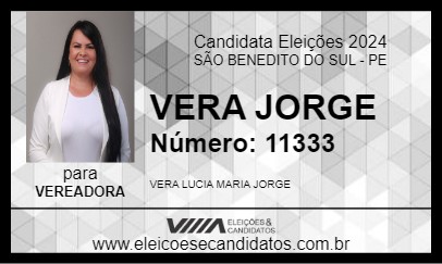 Candidato VERA JORGE 2024 - SÃO BENEDITO DO SUL - Eleições