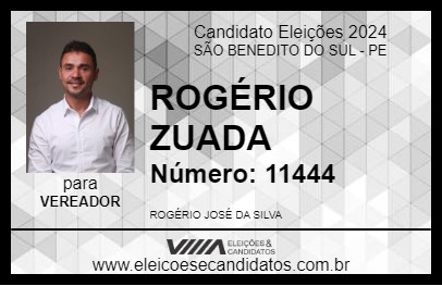 Candidato ROGÉRIO ZUADA 2024 - SÃO BENEDITO DO SUL - Eleições