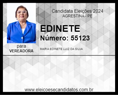 Candidato EDINETE JUNTOS COM O POVO 2024 - AGRESTINA - Eleições