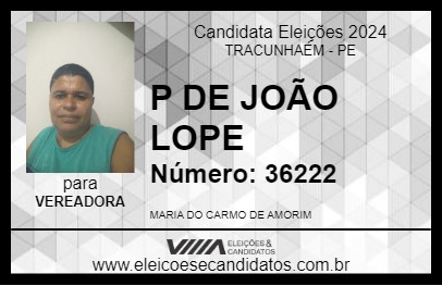 Candidato P DE JOÃO LOPE 2024 - TRACUNHAÉM - Eleições