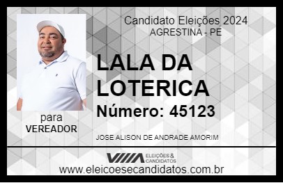 Candidato LALA DA LOTERICA 2024 - AGRESTINA - Eleições