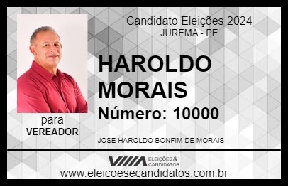 Candidato HAROLDO MORAIS 2024 - JUREMA - Eleições