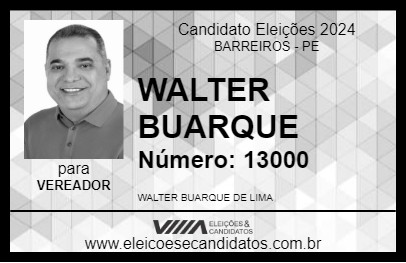 Candidato WALTER BUARQUE 2024 - BARREIROS - Eleições