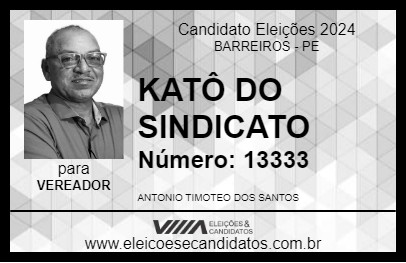 Candidato KATÔ DO SINDICATO 2024 - BARREIROS - Eleições