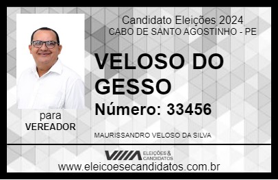 Candidato VELOSO DO GESSO 2024 - CABO DE SANTO AGOSTINHO - Eleições