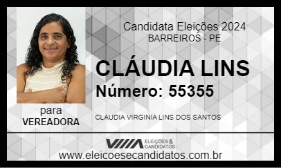 Candidato CLÁUDIA LINS 2024 - BARREIROS - Eleições