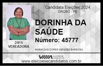 Candidato DORINHA DA SAÚDE 2024 - OROBÓ - Eleições