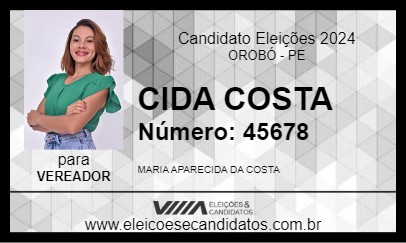 Candidato CIDA COSTA 2024 - OROBÓ - Eleições