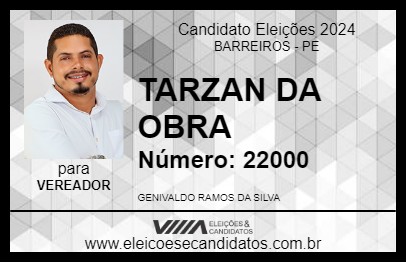 Candidato TARZAN DA OBRA 2024 - BARREIROS - Eleições