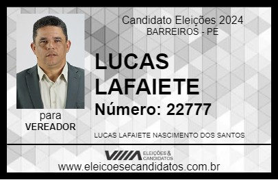 Candidato LUCAS LAFAIETE 2024 - BARREIROS - Eleições