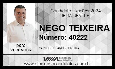 Candidato NEGO TEIXEIRA 2024 - IBIRAJUBA - Eleições